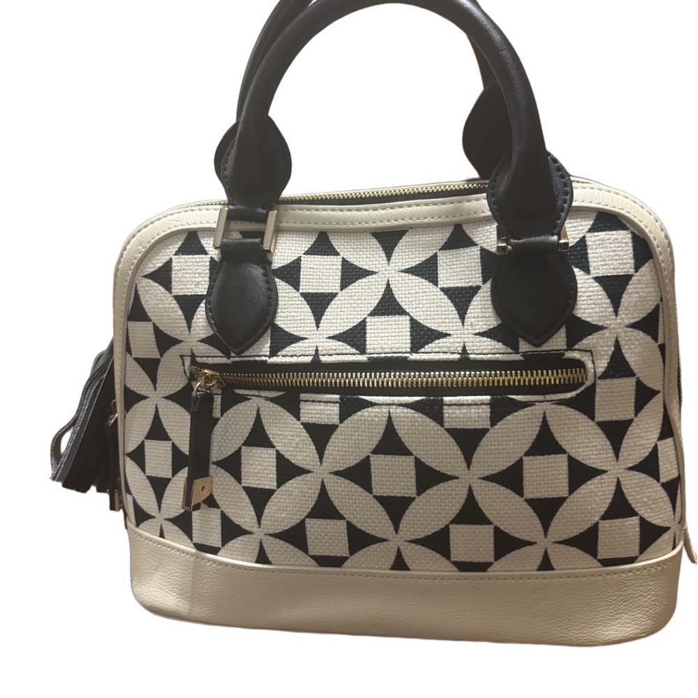Spartina 449 Black and Cream Patterned Satchel